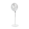 Ventilador de pedestal blanco con aspas, para refrescar ambientes