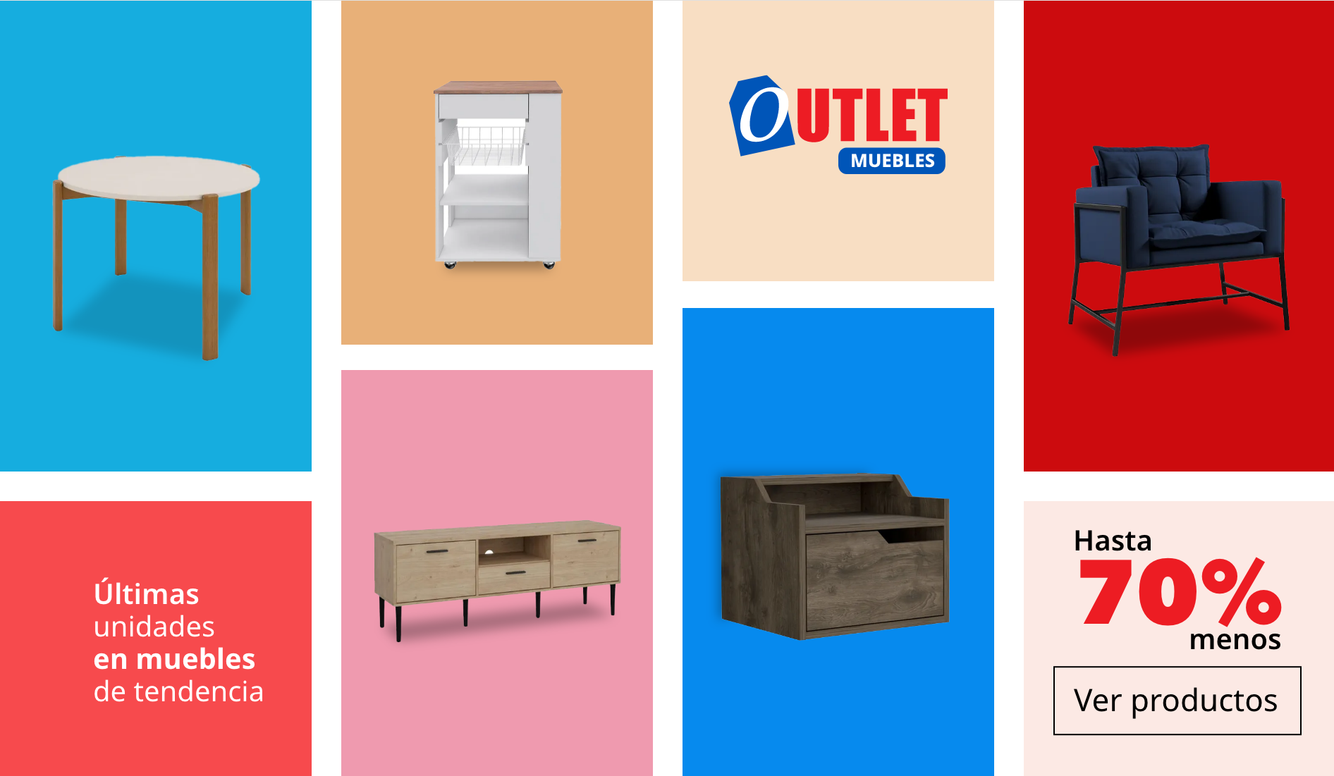 Promoción de Outlet Muebles: últimas unidades de muebles de tendencia con hasta 70% de descuento. Diseño moderno para tu hogar. Ver productos.